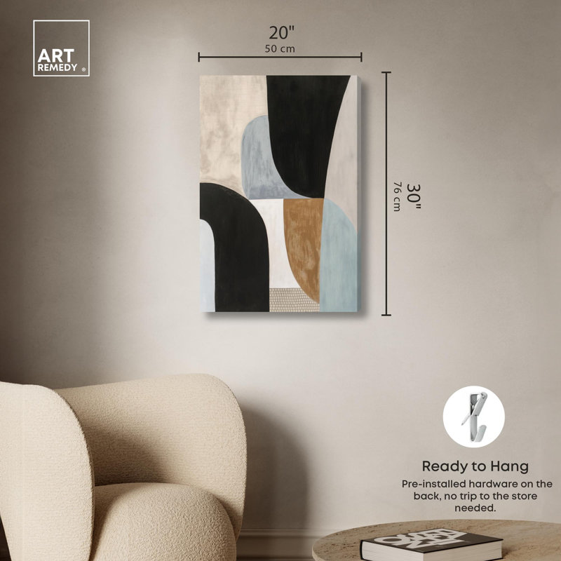 Art géométrique «Boho» par Art Remedy, H 30 po x l 20 po, Toile tendue