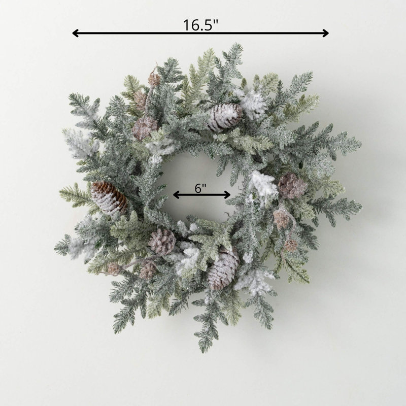 16.5" Artificial Frosted Pine Pinecone Christmas Accent Ring, Green
