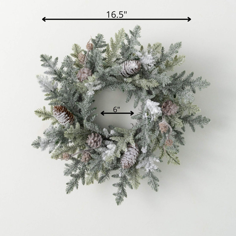 Anneau de Noël 16,5 po en pin givré artificiel, vert