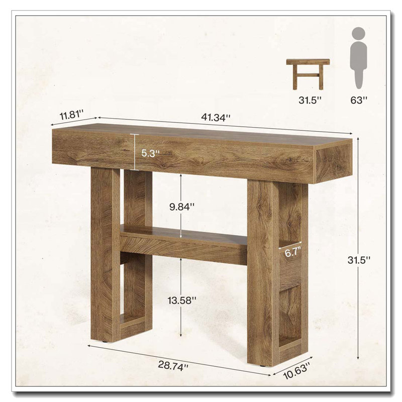 Storage Console Table with Stable Adjustable Feet