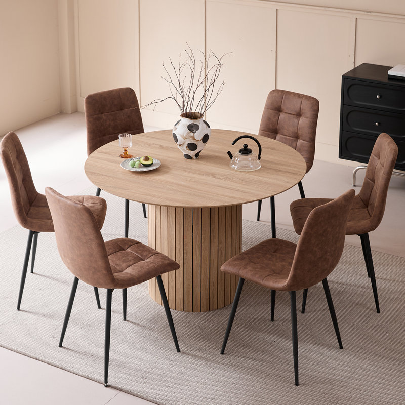 Round Dining Table, Light Brown