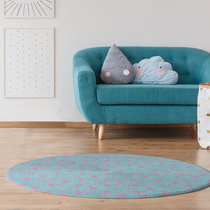 Chenille Geometric Indoor Rug, Round 5'