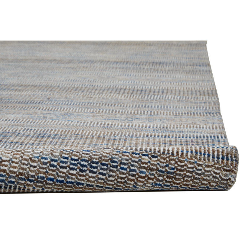 Tapis gris foncé noué à la main Reon, Tapis de couloir 2 pi 6 po x 10 pi