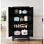 Rangement réglable de 47,3 po en métal noir avec 3 tablettes (capacité de 110 lb) et garde-manger autoportant robuste pour la cuisine, le garde-manger et le salon-129437212