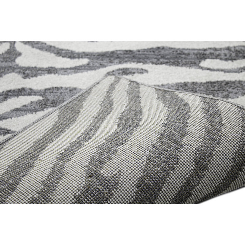 Tapis ivoire / gris à imprimé animal, Rectangle 5 pi x 7 pi 6 po