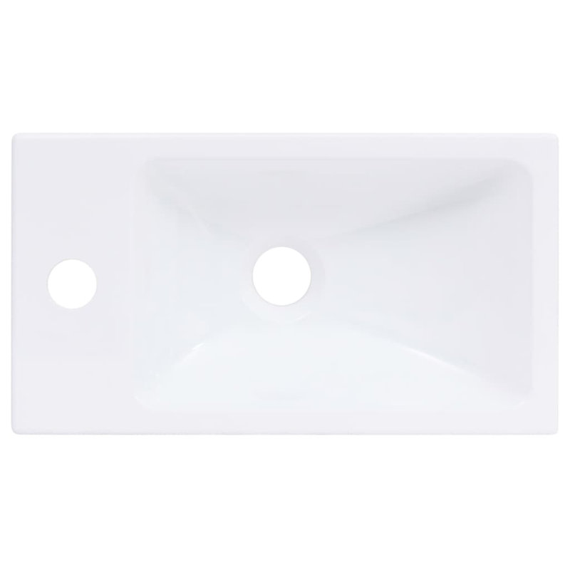 White SMC Rectangular Bathroom Wash Basin with Faucet Hole