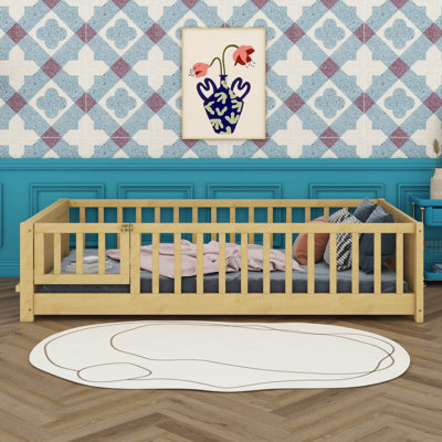 Lit simple Montessori avec porte-livres et porte-livres intégré