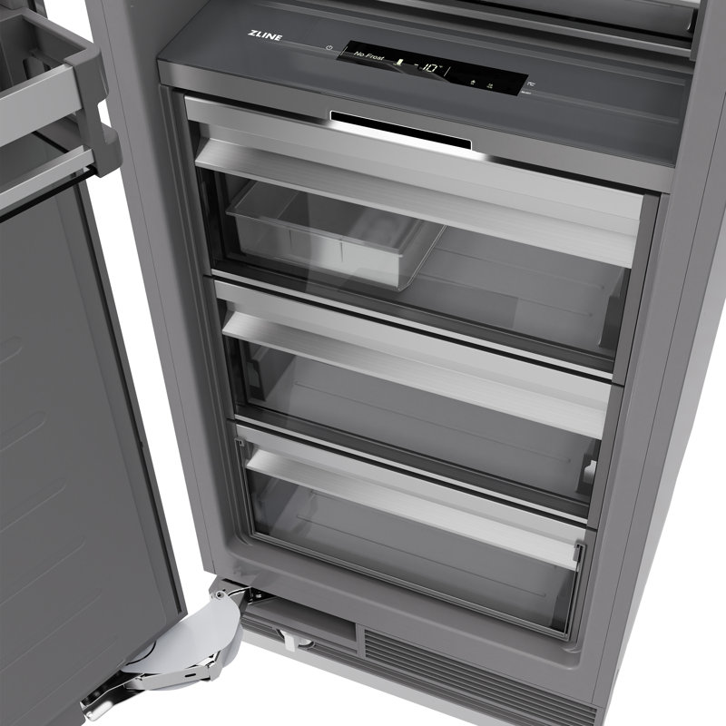 ZLINE Autograph 24 in. White Matte Column Freezer with Graphite Gray Interior and Gold Accents, White Matte