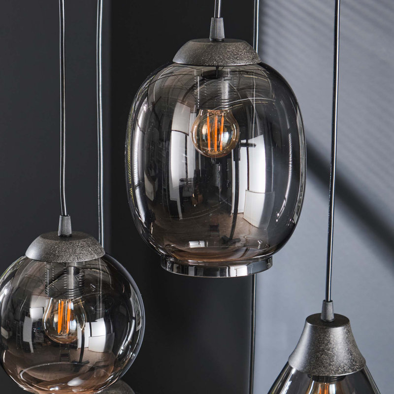 Cliney 5 - Light Shaded Geometric Pendant, Chrome