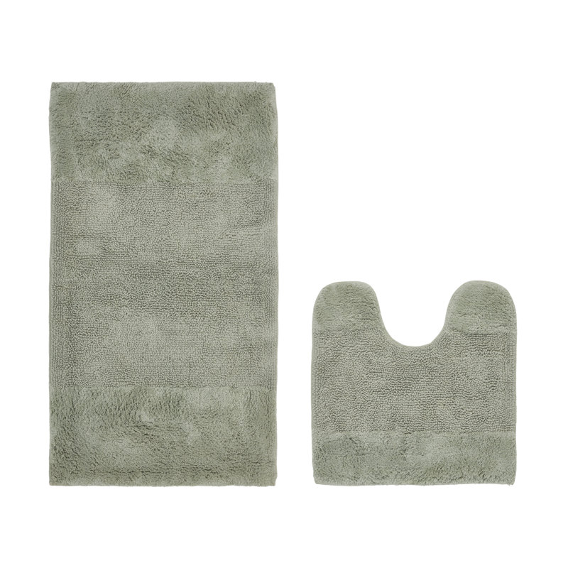 Makaylynn Premium 100% Cotton 2155 GSM 2-Piece Bath Rug Set, OEKO-TEX® Certified, Non-Slip Spray Latex Backing, Plush Tufted, Super Absorbent, Machine Washable Bathroom Rugs, Dark Sage