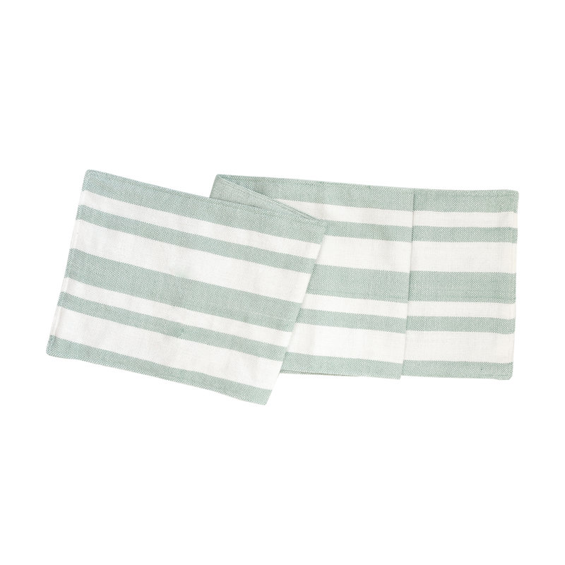 Circleville Sol Stripe Cotton Table Runner, Navy