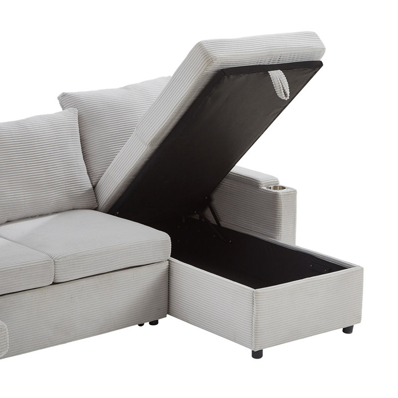 U-shaped Sectional Sofa (Gray), Gray Corduroy