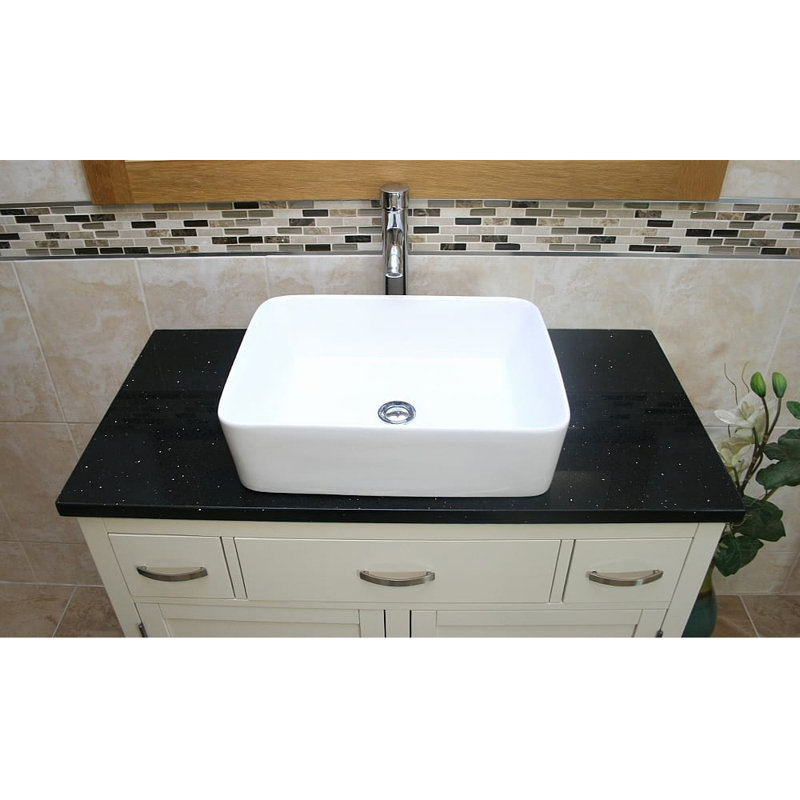 Roderick 1000mm Single Bathroom Vanity with Basin, Black Quartz, White