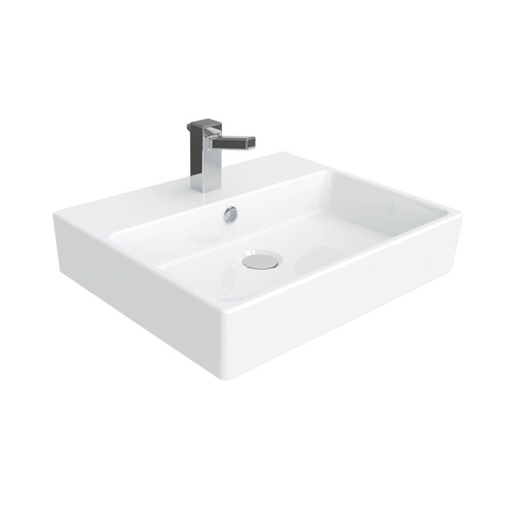WS Bath Collections Simple 15.7'' White Ceramic Rectangular Bathroom Sink with Overflow