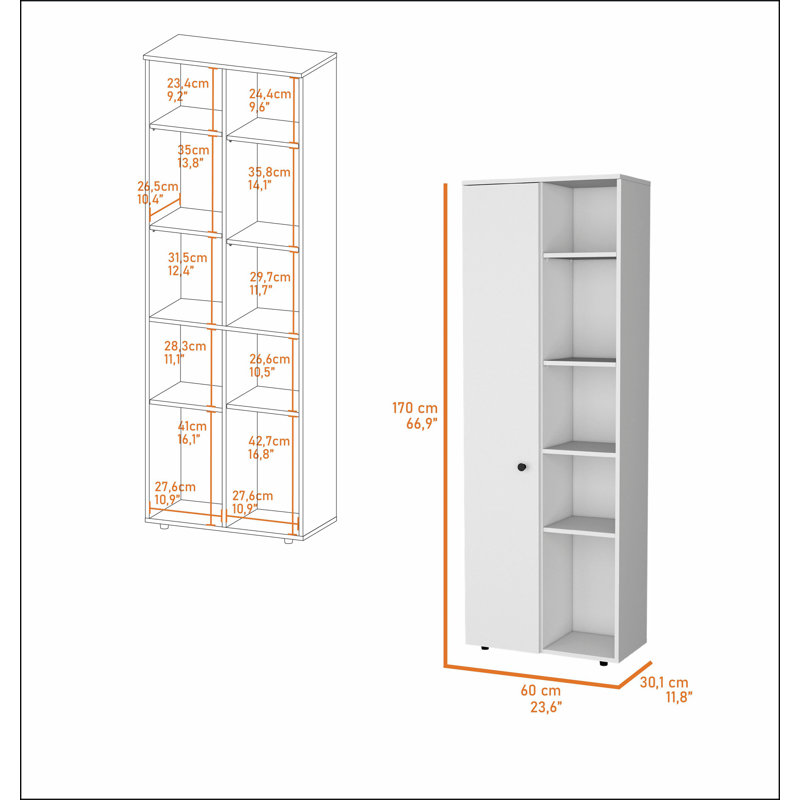 White 1-Door Multistorage Kitchen Pantry, White