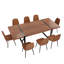 Ensemble de table de salle à manger en bois 87 po avec chaise rembourrée en cuir PU-116180492-115951196