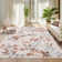 Floral Machine Washable Rug with Non-Slip Backing, Stain-Resistant Soft Low Pile Floor Mats, Foldable Farmhouse Indoor Carpet for Bedroom, Nursery