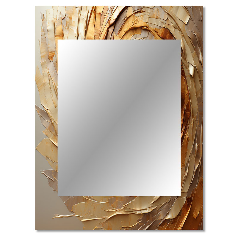 Brown Gilded Mocha Spiral - Abstract Spirals Decorative Wall Mirror, Brown Large Mirror, Printed Metal Art, 40" x 30"
