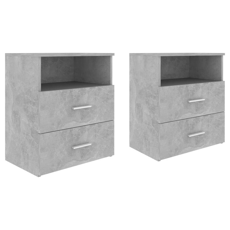 Goranka 2 - Drawer End Table Built-In Outlets, Concrete Grey