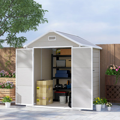 Garden 6 ft. W 5 ft. D PP Resin, Aluminium Reverse Apex Storage Shed