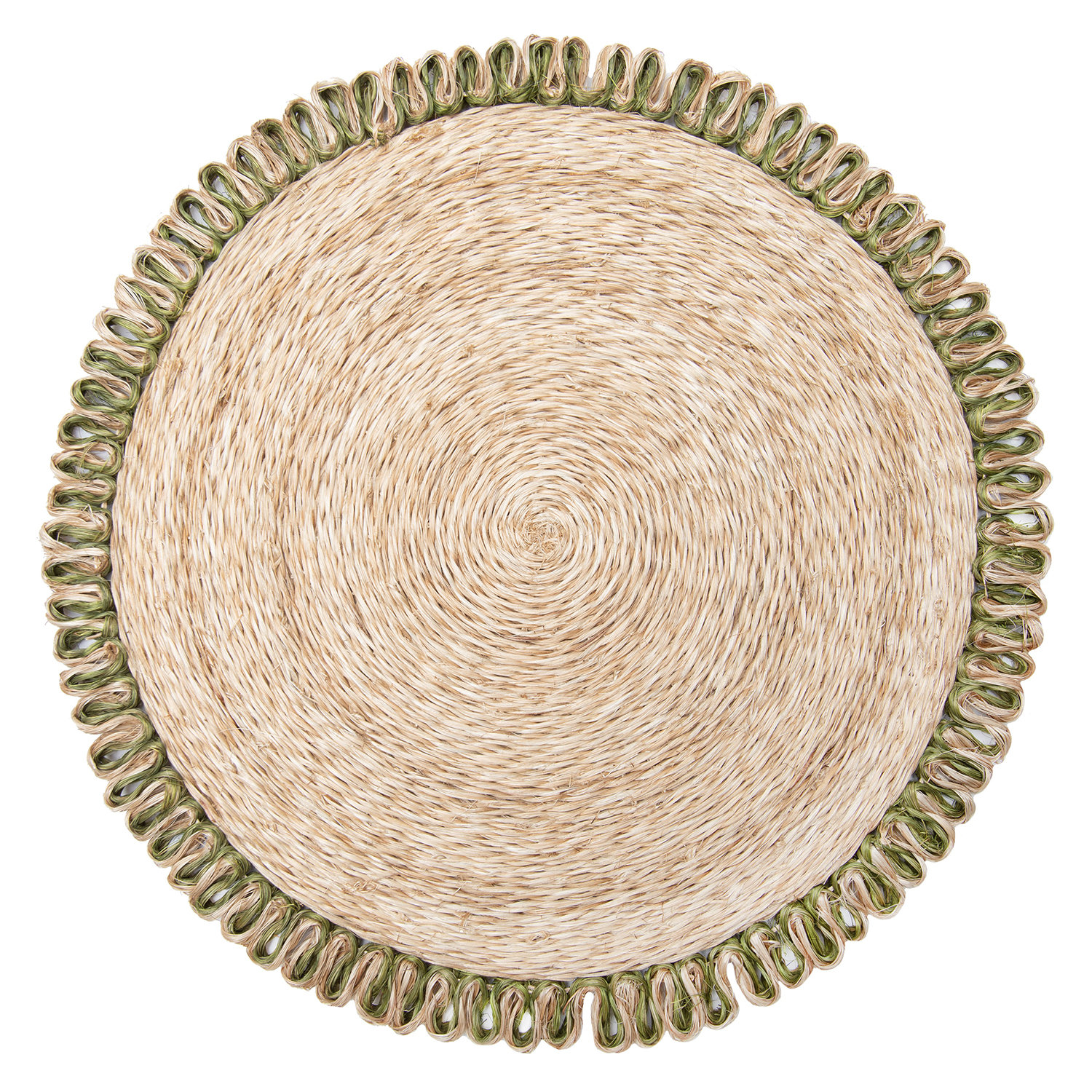 Amaretto Abaca Placemat, Natural/Olive Green