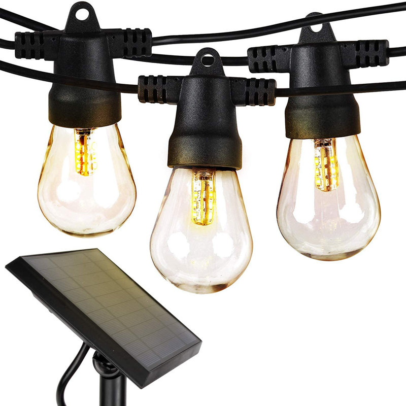 Solar Power LED Edison Bulb Outdoor String Lights, 27 Ft