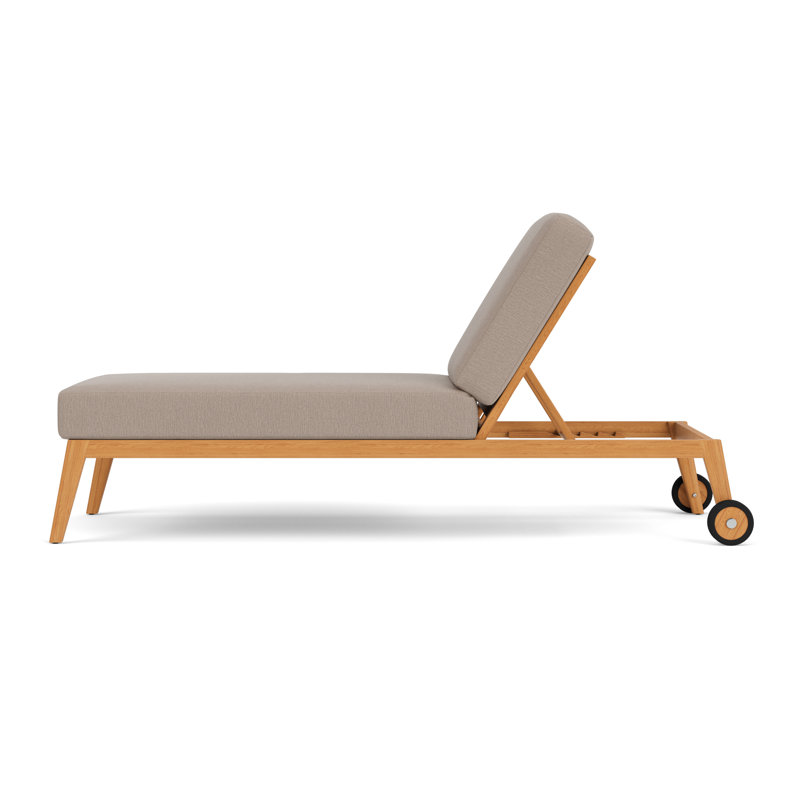 Alpine Outdoor Teak Chaise Lounge, Remy Pebble