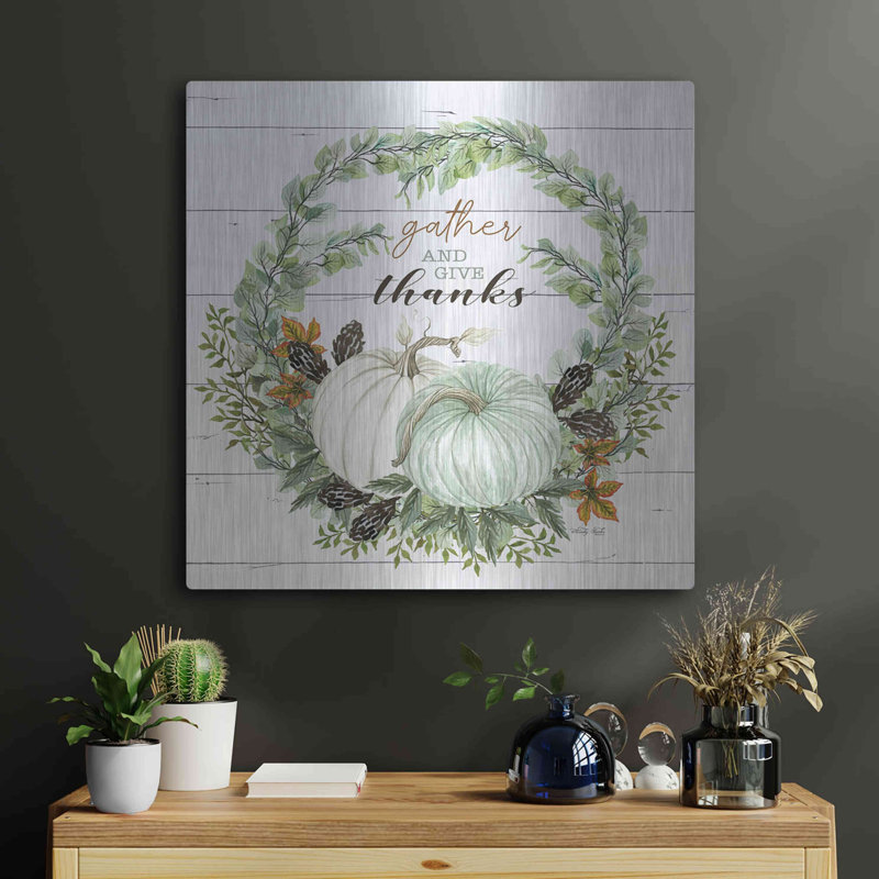 «Gather and donné Merci couronne» par Cindy Jacobs, art mural en métal,, H 24 po x l 24 po