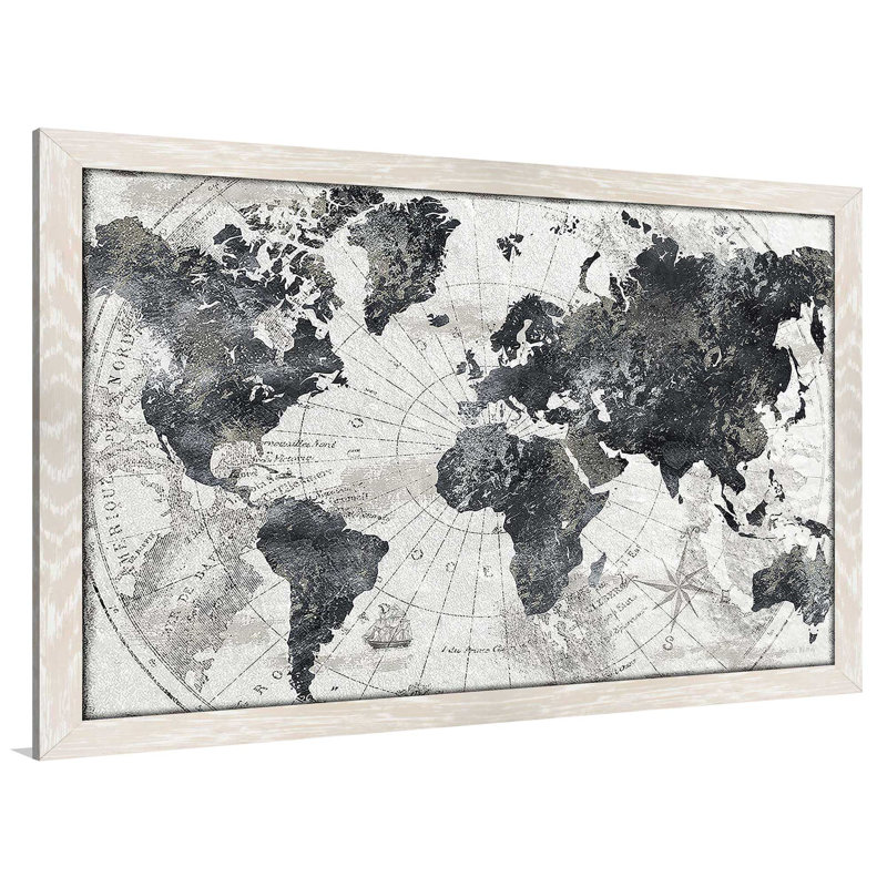 «Modern Atlas» par CAD Designs - impression, H 27,5 po x l 39,5 po x P 0,75 po, Cadre crème délavé