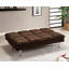 Canapé-lit en microfibre contemporain avec repose-pieds supplémentaire et base chromée, finition brun foncé pour une utilisation polyvalente