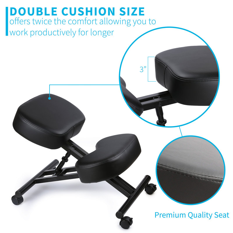 Modern Ergonomic Kneeling Office Chair with Comfort Foam Cushions, Black