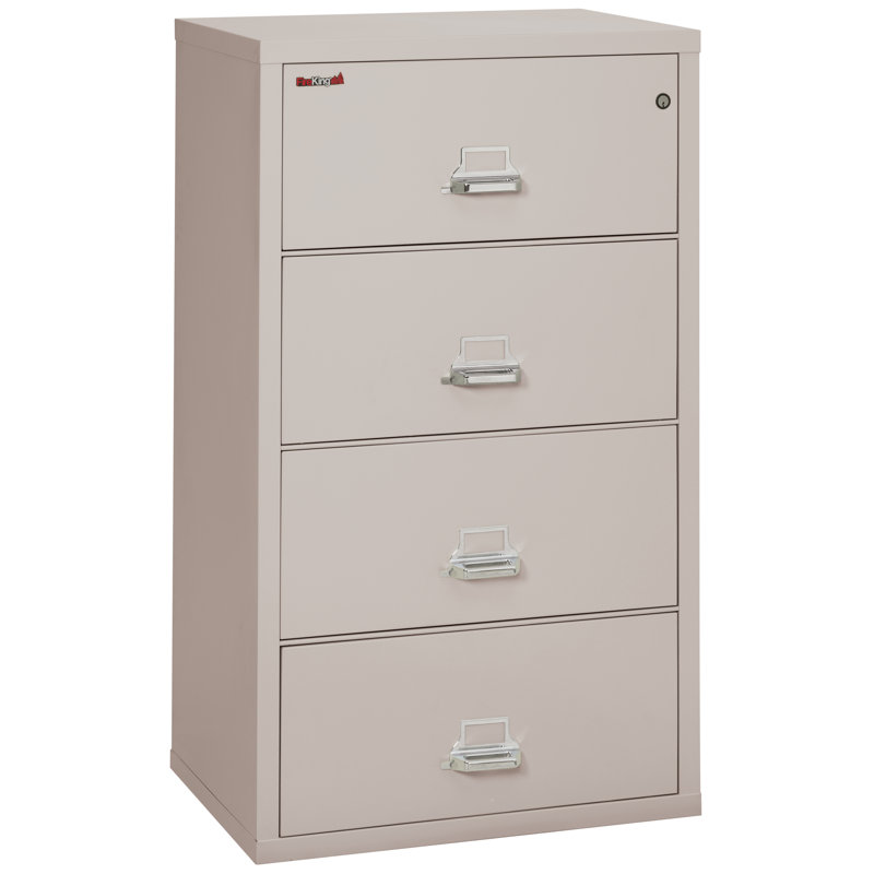Fireproof 31.1875'' Wide 4 -Drawer Steel File Cabinet, Platinum, E-Lock
