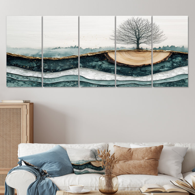 Risco - Forest Wall Art - ensemble d'art mural traditionnel 5 pièces, H 28 po x l 60 po