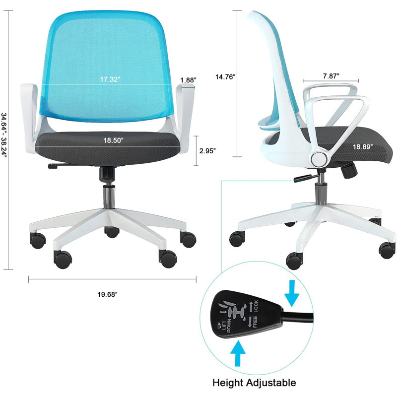 Desk Chair, Blue/White/Grey