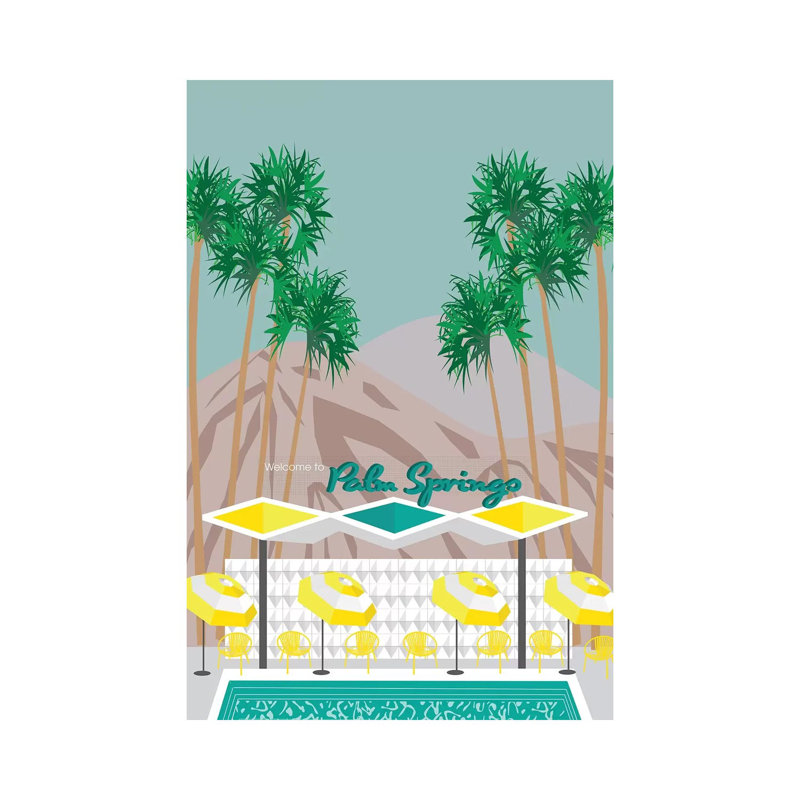 «Palm Springs Pool» par Jen Bucheli - Giclée sur toile tendue avec châssis, H 18 po x l 12 po x 1,5 po
