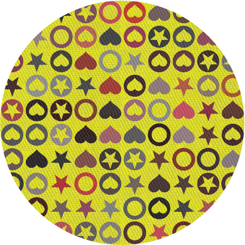 Tapis rouge/jaune/noir à motifs Tuesday, Rond 7 pi