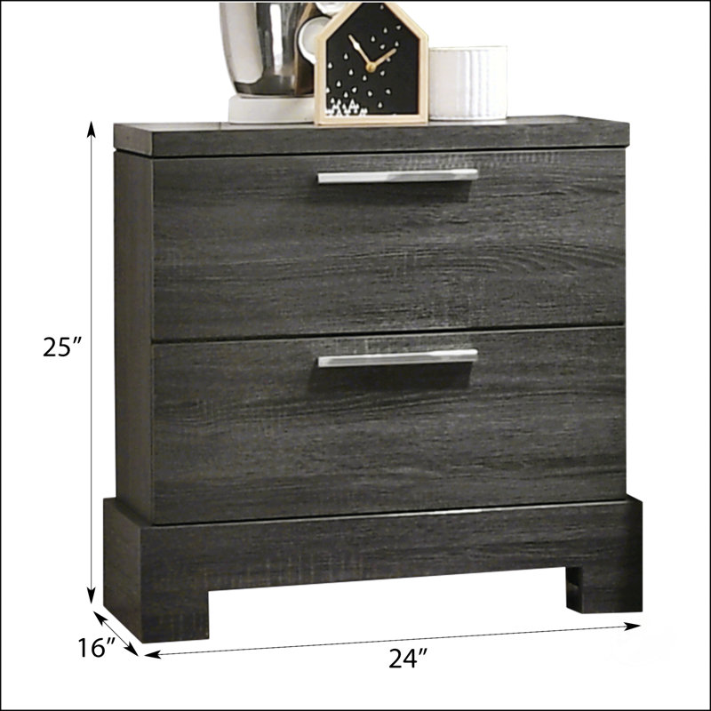 Beckley 2-Drawer Nightstand in Gray Oak