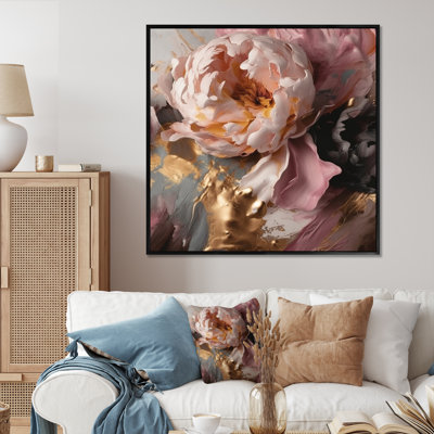 " Marble Pink Gold Peony Flower I "