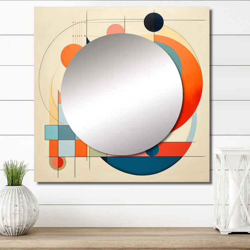 Grand miroir carré Serendipity Mid-Century Geometrics IV - Mid-Century pour décoration murale, 23 po x 23 po