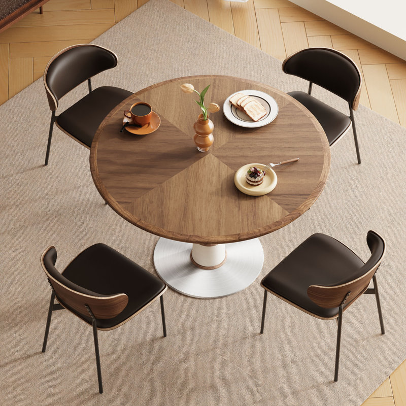 Table de salle à manger de style moderne en bois massif 47,24 "Mid-Century pour 6 personnes, brun