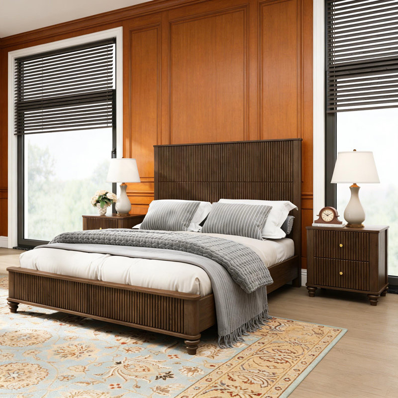 Base de lit en bois massif, Noyer