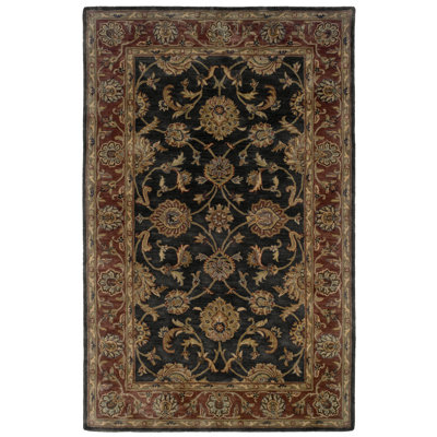 Tapis oriental gris anthracite / rouille en laine touffeté à la main Rhea