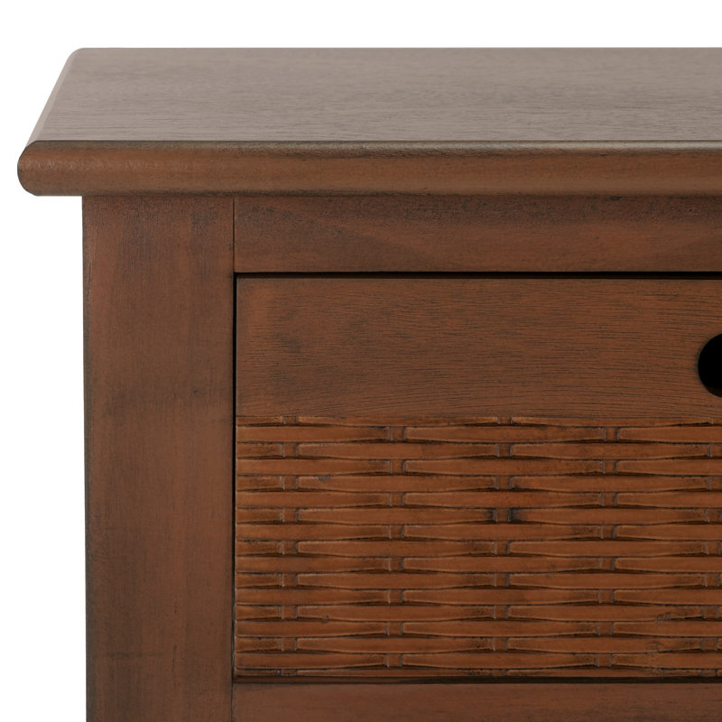 Landers Brown Wood and Metal 3-Drawer Console Table