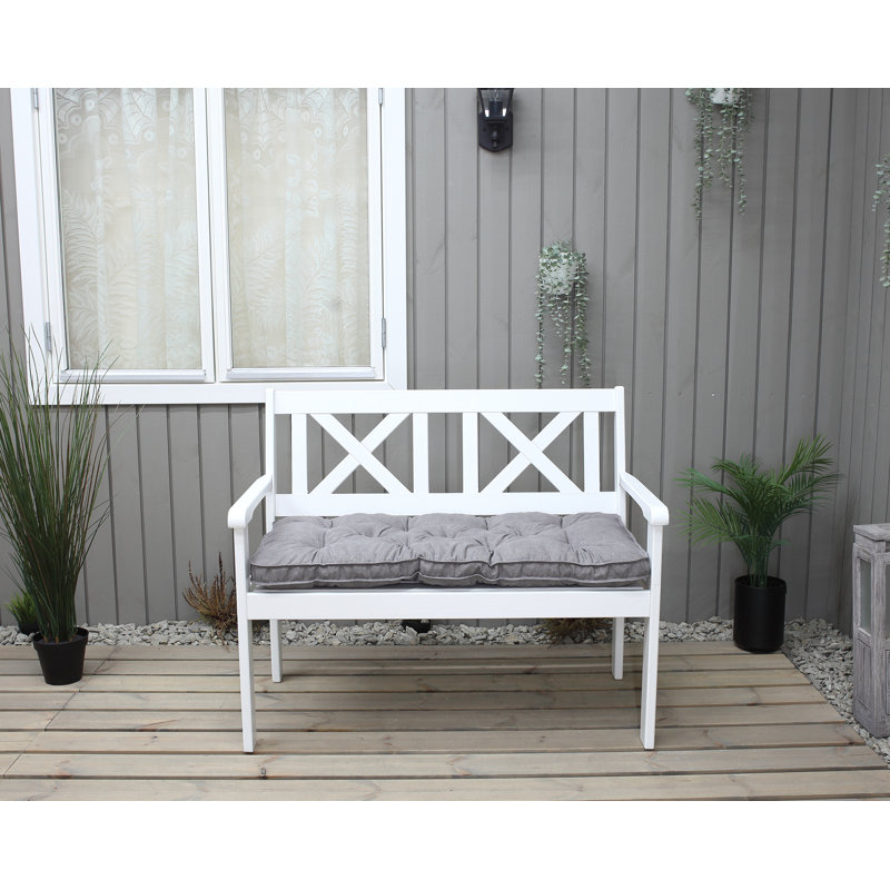 Sharadan Solid Wood Pine Outdoor Bench, 88cm H x 107cm W x 64cm D, White