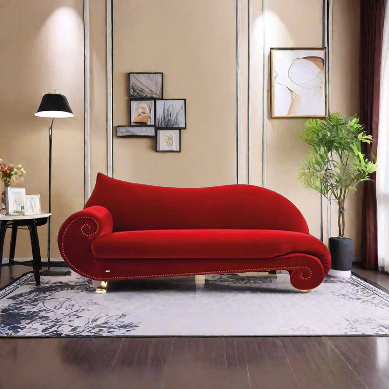 Soft Fabric Chaise Longue with Wood Frame