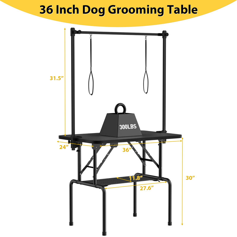 Metal Adjustable and Foldable Folding Grooming Table, 61.5"H x 24"W x 36"D