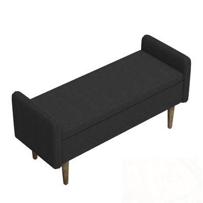 Teddy Velvet Upholstered Bench With Flip Top Storage And Armrest by Latitude Run