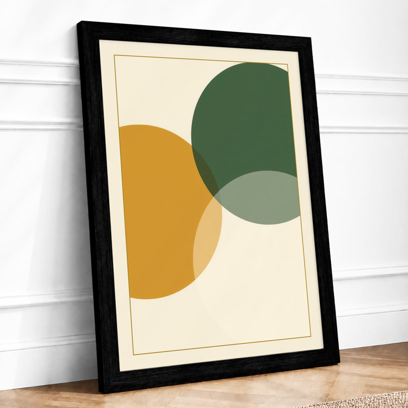 Overlapping Forms Minimalist - Framed Print, A4 - 29.7 x 21.0 cm, Black