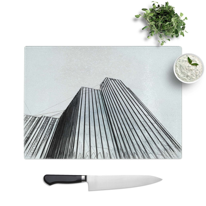 Tempered Glass Sketching the Architecture Vol.14 Chopping Board, 39 cm W x 28.5 cm L