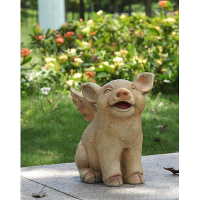 Sitting Pig with Wings Statue